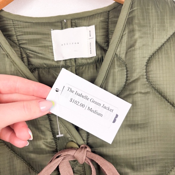 NWT All Row Isabella Green Quilted Tie Jacket Sz M - Picture 6 of 12